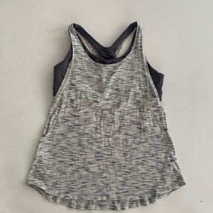 Lululemon gray gray heather tank top and gray sports bra combo size 12